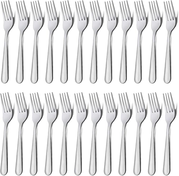 Unokit 24-Piece Stainless Steel Dinner Forks Silverware - 7.1 Inch Silver Dinner Forks Set of 24, Forks Set, Flatware Forks for Home, Kitchen or Restaurant, Mirror Polished, Dishwasher Safe