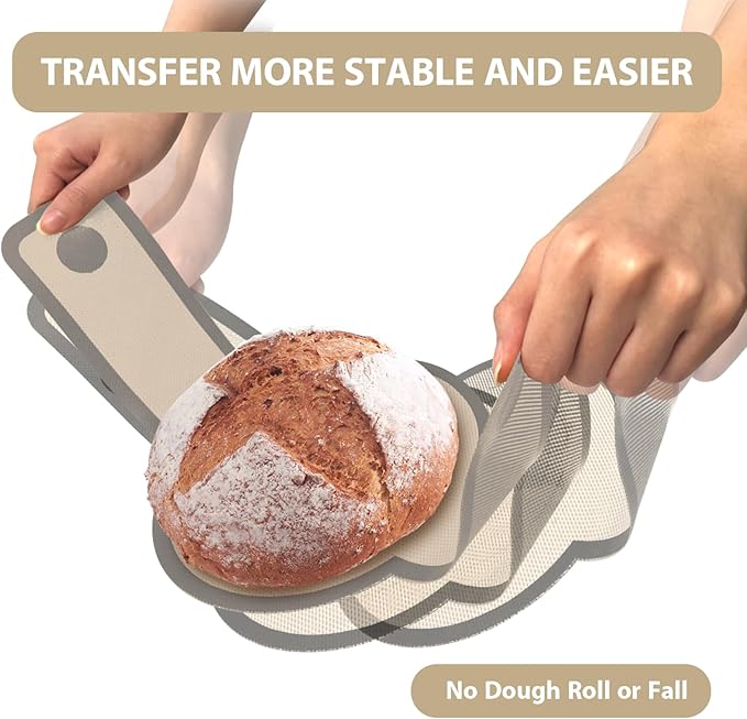 Silicone Bread Sling Oval and Round, 2Pcs Non-Stick Reusable Bread Sling, Sourdough Tools & Dutch Oven Accessories, Gray