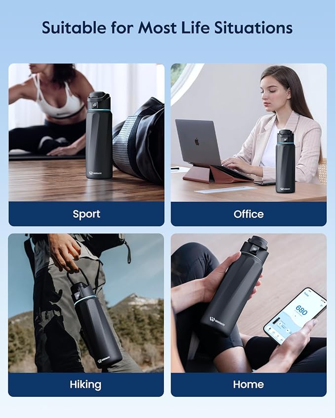 BOOST Smart Water Bottle with Reminder & Tracker, Double Wall Vacuum Insulated Bottles Stainless Steel, 32oz BPA-Free Wide Mouth for School, Gym, Office, Ideal for Father's Day