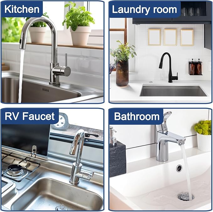 Meiliweser Silicone Faucet Mat for Kitchen Sink – Gen 3 10° Slope Splash Guard with Cuttable Hole – 14” x 5.5” Drip Catcher & Sponge Holder for Kitchen, Bathroom (Black)