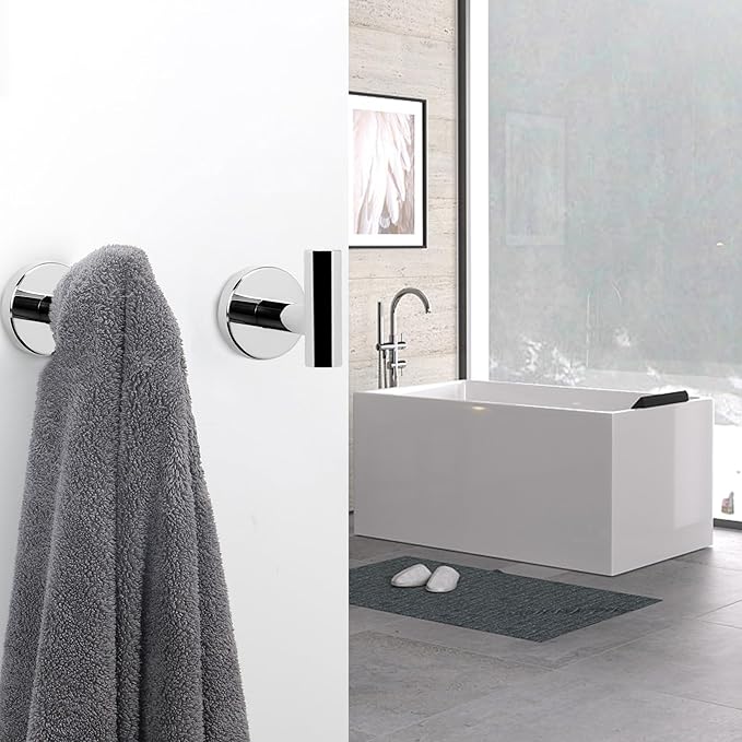 NearMoon Bath Towel Hooks- SUS 304 Stainless Steel Robe Hook Holder, Heavy Duty Coat Hook for Bathroom Livingroom Hotel Kitchen Garage, Wall Mounted (Chrome Finish, 16 Pack)