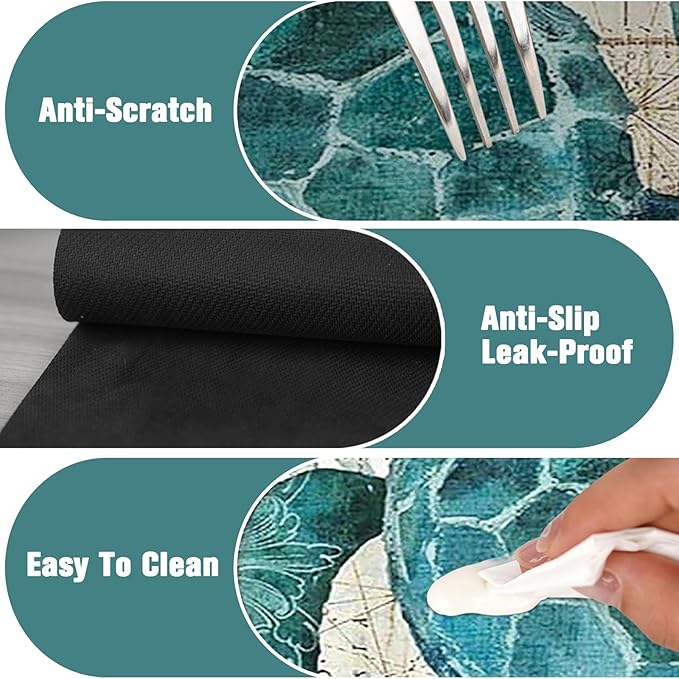 2 Pack Kitchen Sink Splash Guard Faucet Mat 24" X 5.5" Sea Turtle Absorbent Fast Drying Mat Faucet Draining Mat Sink Splash Guard Behind Faucet Drip Catcher for Kitchen Bathroom