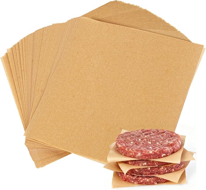 Ninsula 400PCS Patty Paper, 6x6 In Unbleached Parchment Paper Squares, Non-Stick Hamburger Patty Paper for Seperating Burgers, Butter, Cookies, Freezing, Baking and Candy Wrapper