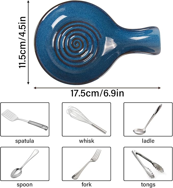 JINIHFW Spoon Rest for Kitchen, Ceramic Spoon Holder for Stove Top, Cooking Spoon Holder,Kitchen Spoon Rest,Heat Resistant Utensil Rest for Countertop, Dishwasher Safe, 3 Pack