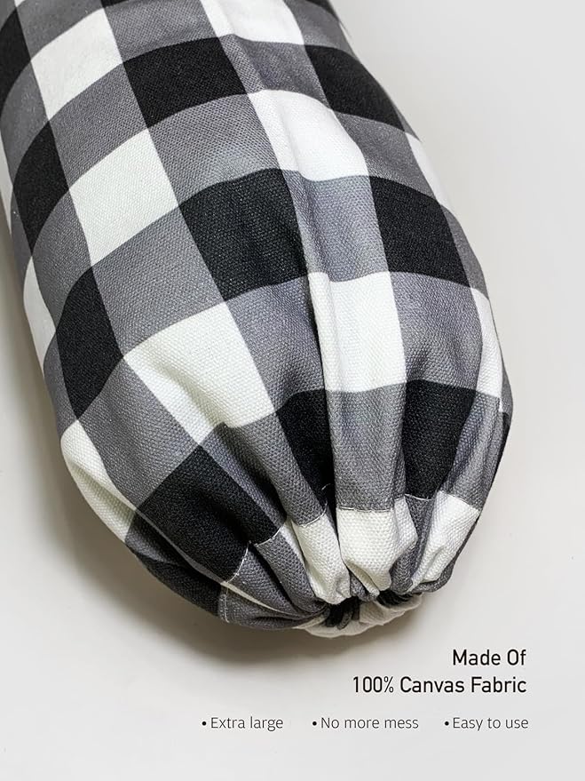 Grocery Bag Holder Black White Checked Plastic Bags Holder Organizer Storage Buffalo Plaid Bag Holder for Plastic Trash Bags Cute Farmhouse Kitchen Decor