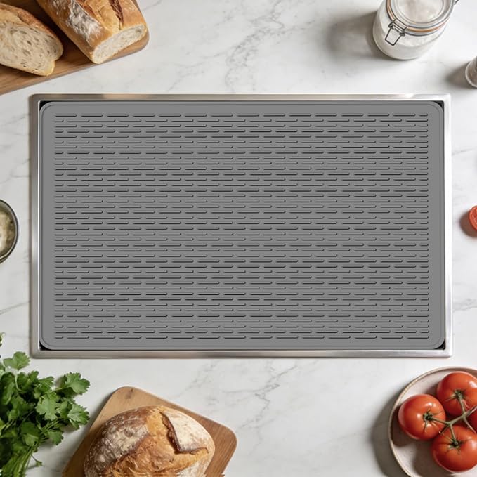 LONGKING Stove top Cover for Electric Stove - Silicone Stove Mat for Glass Top Stove, Glass Cooktop Protector, Dish Drying Mats For Kitchen, Range Covers for Electric Stove (Grey, 28 x 20)