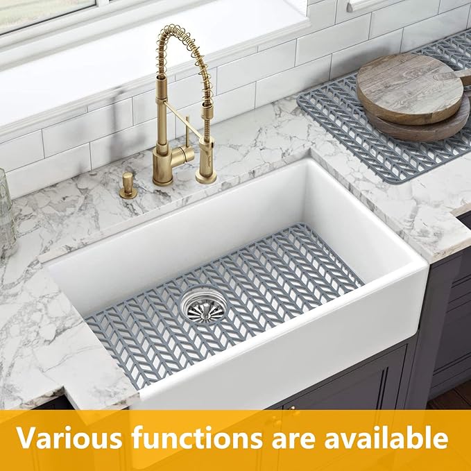 Sink Protectors for Kitchen Sink 12" 13" 16" 18" 19" 24" 26" 28" 29" 30" Silicone Kitchen Sink mats Protector for Bottom of Farmhouse Sink(29.7"x15.5" Rear)