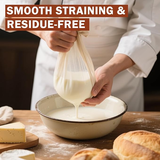 10 PCS Cheesecloth, 20x20 Inch – 100% Unbleached Cotton, Reusable Hemmed Cheese Cloths for Straining, Nut Milk, Baking and Cheese Making (Grade 100)