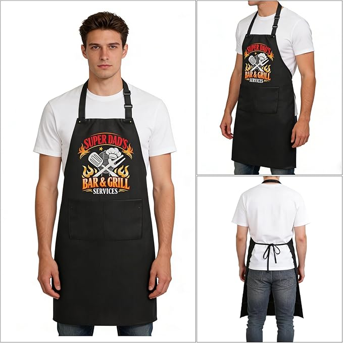 Fathers Day Gift for Dad - Thicker & Machine Washable Funny Grilling Aprons for Men, Dad Birthday Gifts from Daughter Son for Father's Day, BBQ Apron with 2 Big Pockets, Adjustable & Water Resistant