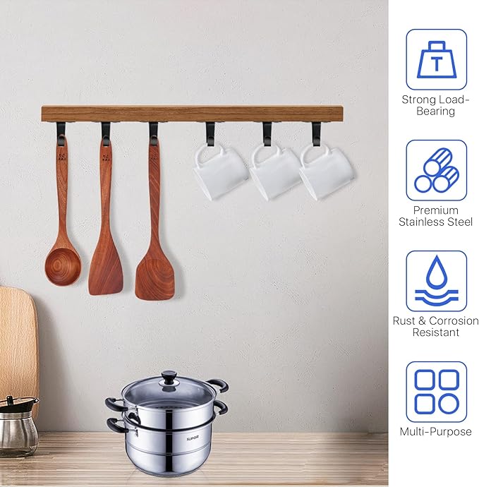 50 Pack Stainless Steel Screw Mounted Ceiling Hooks, Under-Shelf Towel/Robe Clothes Hook Heavy Duty Coat Hook Hanger for Bathroom Kitchen Cabinet Garage