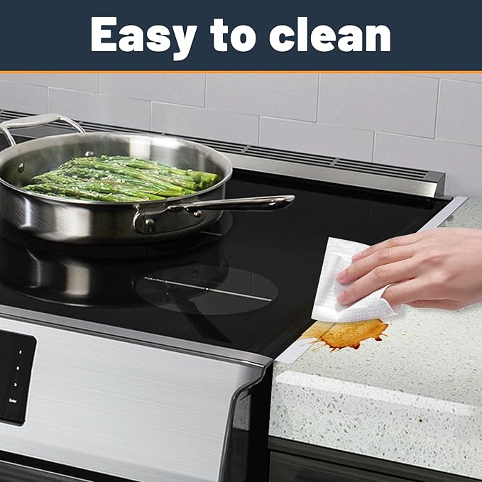 Stove Gap Covers Stainless Steel, Adjustable 13.8-27.5 In(2 Pack), Heat Resistant, Gas Stove Side Gap Protector (White)