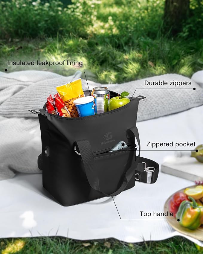 GLORIEROO Pastel Lunch Box Women | Insulated Soft Waterproof Leakproof Lunch Bag Cooler | Adjustable Strap | BPA-Free