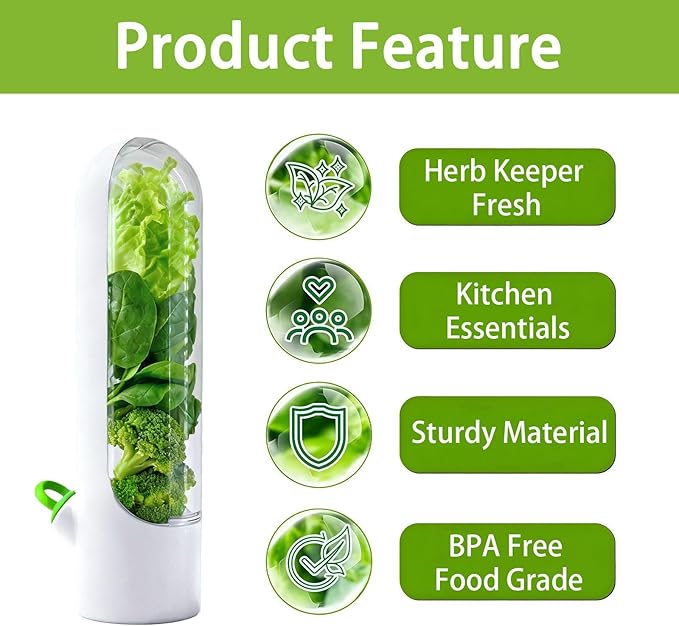 3 Pack Cilantro Container for Fridge Herb Saver Fresh Herb Keeper with Removable Silicone Drain Plug Vegetable Preservation Storage Container for Mint Basil Extend Freshness Up to 2-3 Weeks