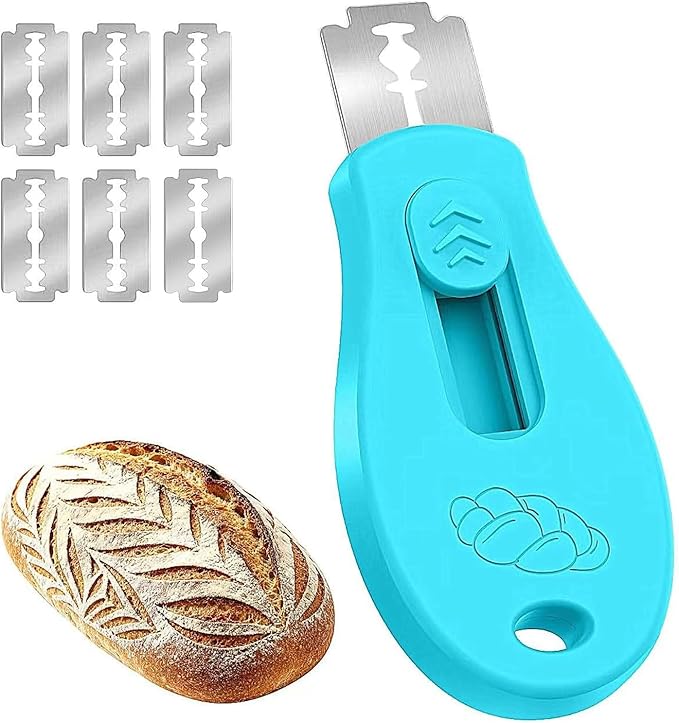 Bread Lame Sourdough Scoring Tool, Extractable & Magnetic Bread Scoring Tool, Scoring Knife for Bread Baking, Bread Razor for Homemade Bread, Sourdough Scorer Tool, Includes 5 Razor Blades-Blue