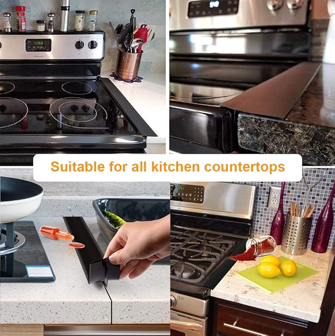 FLSEPAMB Stove Gap Covers Kitchen Counter Gap Covers (30 Inch, 2 PCS) Heat Resistant Oven Gap Filler Seals Gaps Between Stovetop and Counter, Easy to Clean, Black