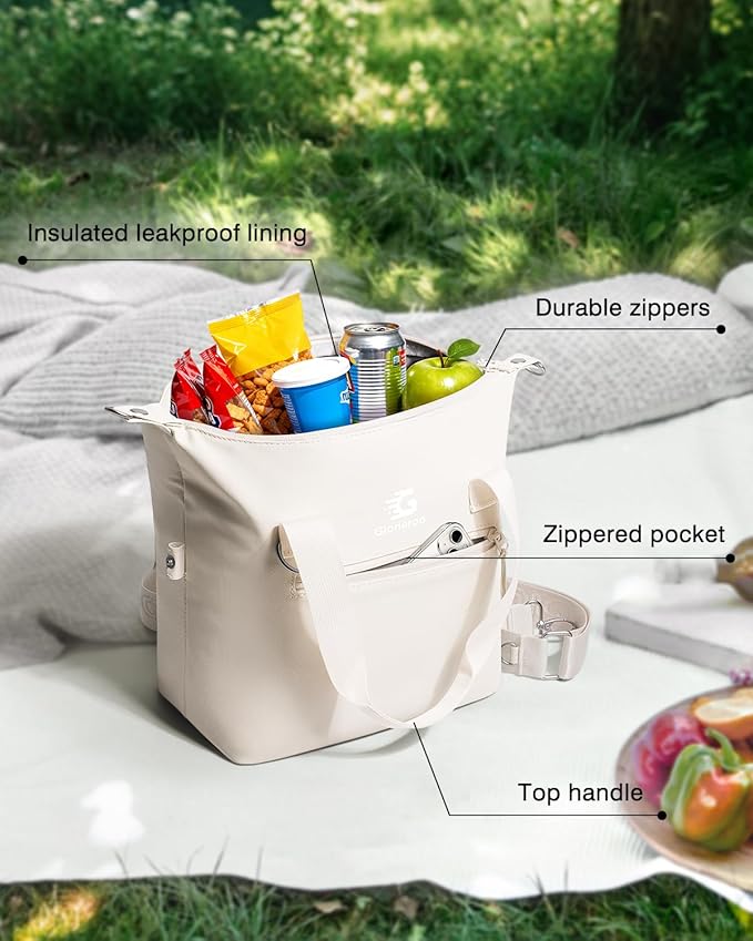 GLORIEROO Pastel Lunch Box Women | Insulated Soft Waterproof Leakproof Lunch Bag Cooler | Adjustable Strap | BPA-Free