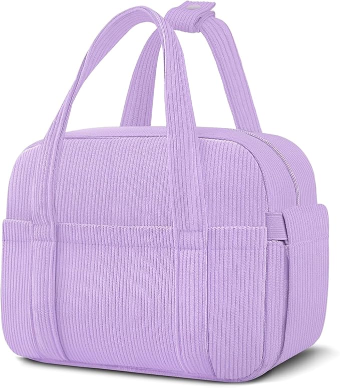 KUBYA Corduroy Lunch Box Lunch Bag for Women Men, Cute Strawberry Small Insulated Reusable Work Leakproof Simple Lunch Boxes Tote Bag Adults Cooler Bag