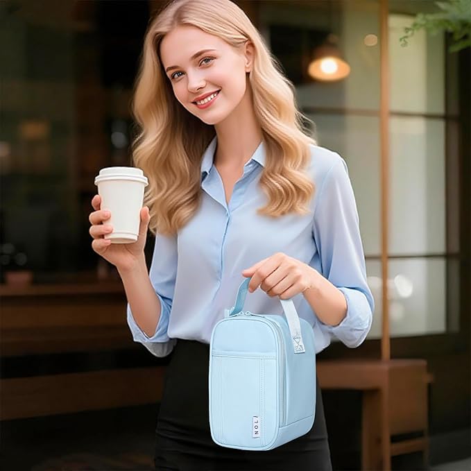 NOL Natural Organic Lifestyle Insulated Lunch Bag for Adult - Snack Bag Lunch Cooler Bag Soft Lunch Tote Bag for Work, Light blue