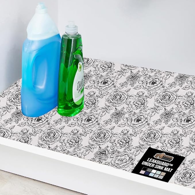 GORILLA GRIP LeakGuard Non-Adhesive Under Sink Mat for Kitchen Cabinet, 24x60, Waterproof Quick Dry Shelf Liner, Durable Absorbent Felt Mats for Bathroom Sinks, Cabinets, Dresser, Easy Trim, Gray