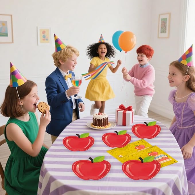 40 PCS Back to School Apple Paper Plates and Napkins Decorations, First Day of School Disposable 7 Inch Dessert Plates Tableware Set for Composition Notebook Classroom Pre K Teacher Party Supplies