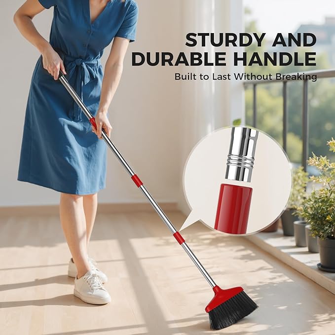 Handy Broom, Indoor/Outdoor Brooms, Duty Kitchen Broom, for Home Garage Kitchen Office Courtyard Lobby Patio Lawn Concrete (1 Pack, Red, New)