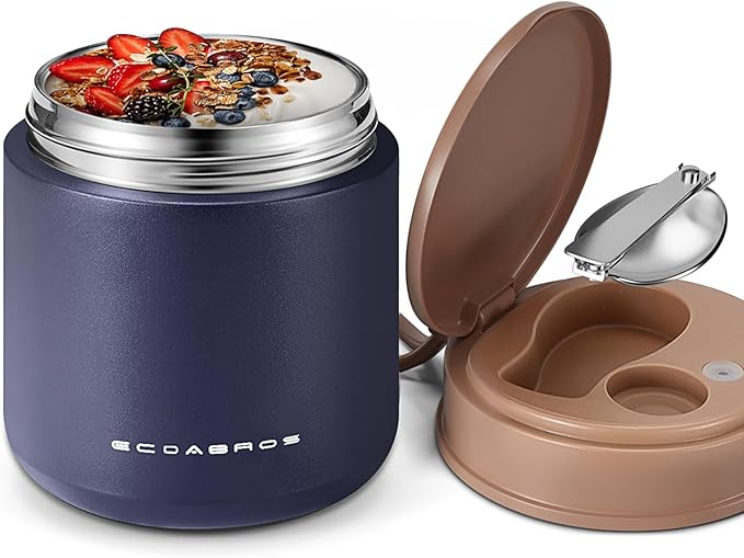 Kids Thermo Food Jar for Hot Food, 15.2 oz Vacuum Insulated Hot & Cold Lunch Container with 316 Stainless Steel Interior, Wide Mouth Soup Jar for School (Navy)