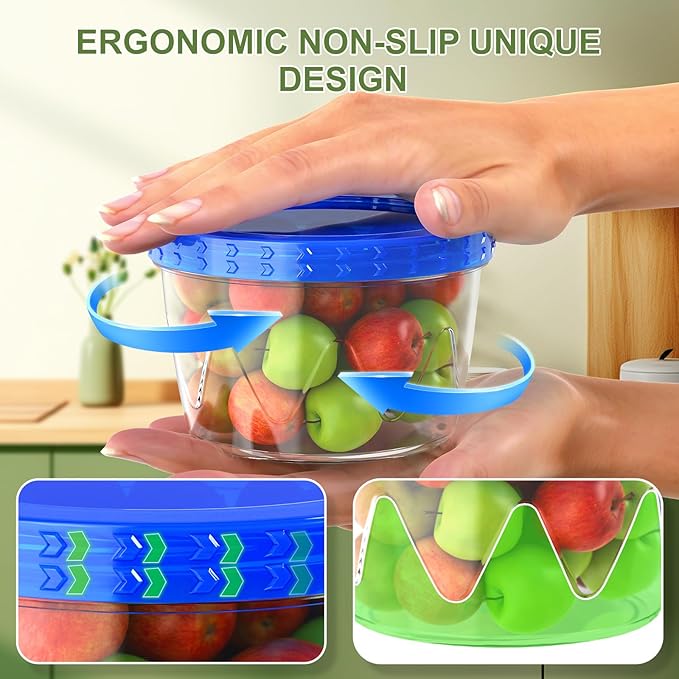 6 Pack-17oz Reusable Freezer Storage Containers, [STURDIER and MORE DURABLE] Airtight Plastic Food Storage Containers with Twist Top Lids, |BPA Free| Stackable | Leakproof| Microwave/Dishwasher Safe