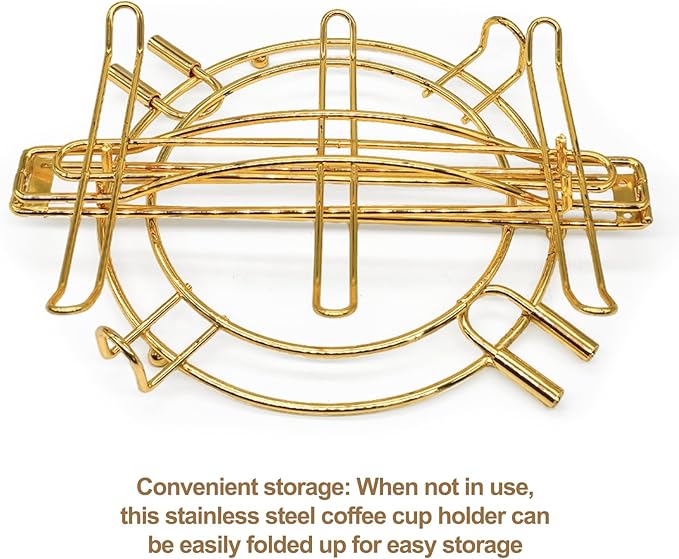 Coffee Cup Holder,Gold Tea Cups and Saucers Display Storage Rack,Metal Organizer for Espresso Cups Spoon and Saucers