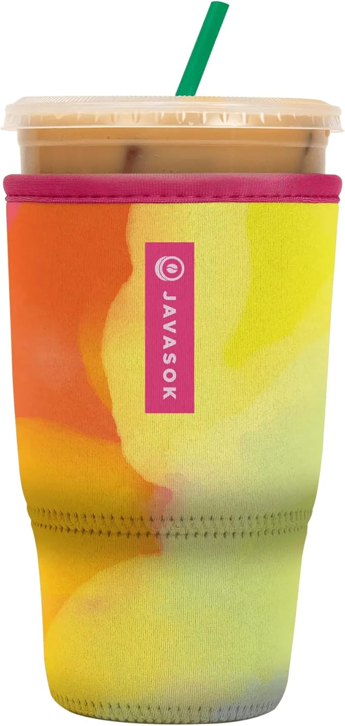 Sok It JavaSok Iced Coffee & Cold Soda Insulated Neoprene Cup Sleeve (Color Burst, Large: 30-32oz)