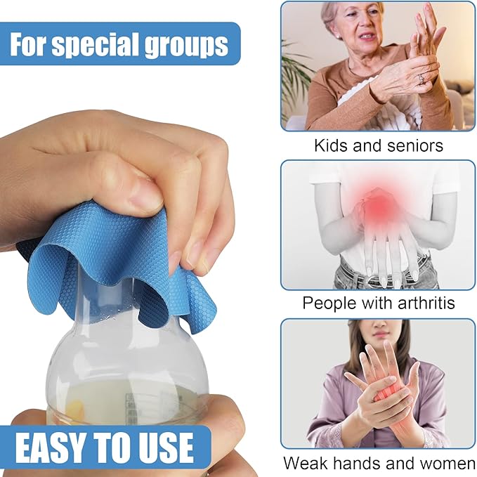 LUTER 4pcs Jar Opener, Rubber, Multi-function Silicone Bottle Opener for Seniors with Weak Hands Lid Cap Gripper Pads Kitchen Coasters Gadgets(Blue, Purple)