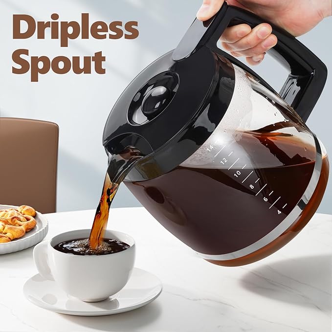 14-Cup Coffee Pot Replacement for Cuisinart Coffee Maker DCC-220, DCC-2600, DCC-2800,DCC-3200P1,CBC-7000PC,CBC-7200PC,CBC-7400PC,DCC-1800FR. Glass Carafe Replacement for Cuisinart with Sturdy Handle.
