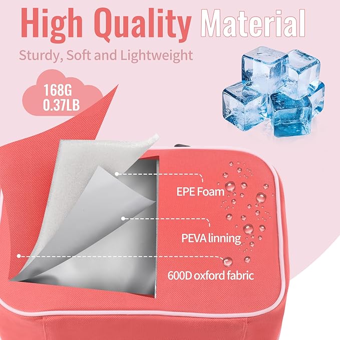 Genteen Lunch Bag for Women Men Girls Teens Insulated Leakproof LunchBox for Adult Reusable Lunch Box with Bottle Holder for Work Office School Travel Picnic-Red