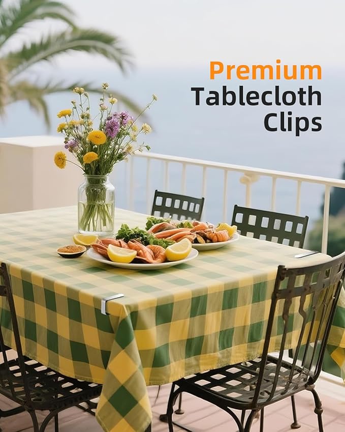 Tablecloth Clips for 3'' Thick Tables - 24 Pack Heavy Duty Stainless Steel Picnic Table Cover Clamps, Silver