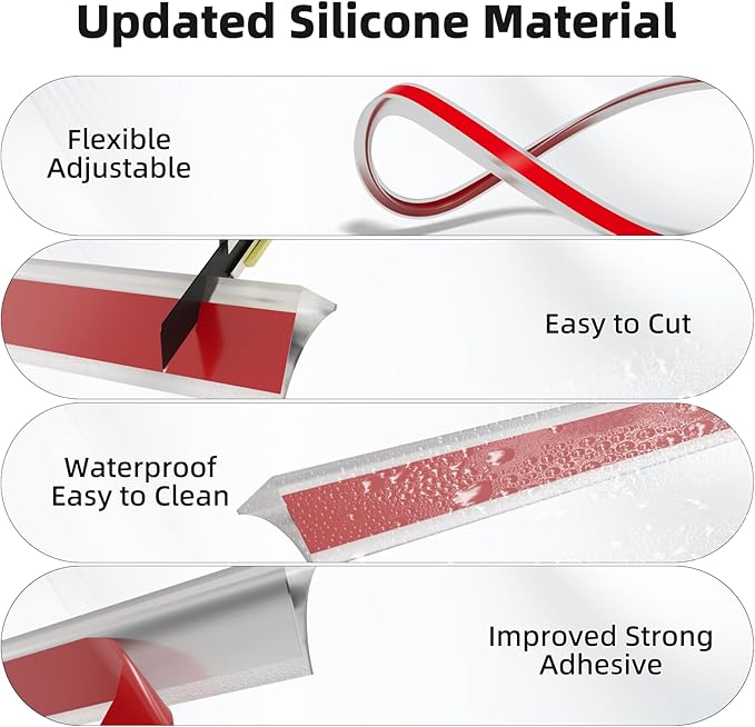 67 Inch Selfadhesive Shower Threshold Water Dam Barrier Silicone Waterproof Shower Dam Water Stopper Bathroom and Kitchen Water Seal Strip Guard for Dry and Wet Separation(Transparent)