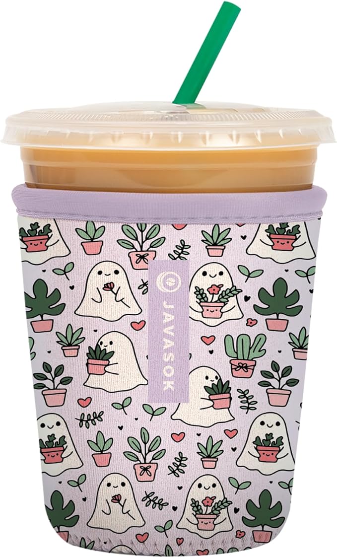 Sok It JavaSok Iced Coffee & Cold Soda Insulated Neoprene Cup Sleeve (Boo-tanicals, Small: 16-20oz)