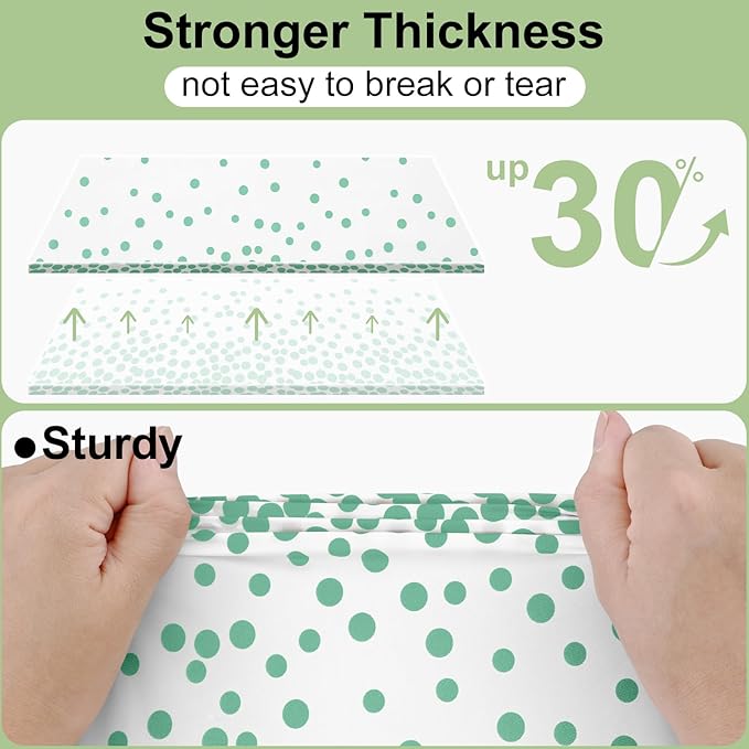 Smiry Plastic Table Cloth Disposable 5 Pack, 54 x 108 Inch Rectangle Waterproof Tablecloth, Printed Gold Table Runner Style for Birthday Weeding, Party Decorations, Leakproof & Sturdy, White and Teal