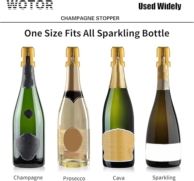 WOTOR 3 Pack Champagne Stoppers with Stainless Steel Champagne Saver with Food Grade Silicone Leak proof Keep Fresh Reusable Champagne Cork for Champagne, Cava, Prosecco and Sparkling（Triple Color）
