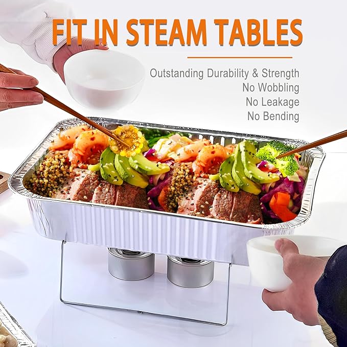 Aluminum Foil Pans 9x13 Disposable - Half Size Aluminum Foil Heavy Duty deep Steam Table Pan, Tin foil Turkey Sheets Tray Chafing Grill Accessories for Cooking, Baking, Storing, Food Prepping (40)