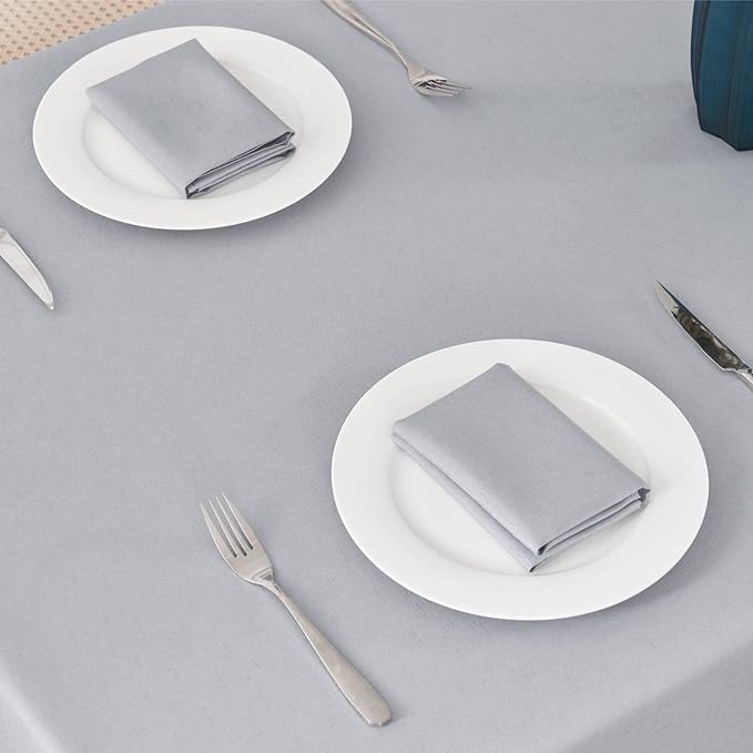 Veblandy Textured Rectangle Tablecloth 52x70 inch Table Cloth Water Resistant Wrinkle Free Spill-Proof, Decorative Fabric Table Cover Washable for Banquet Parties Event Holiday Dinner, Light Grey