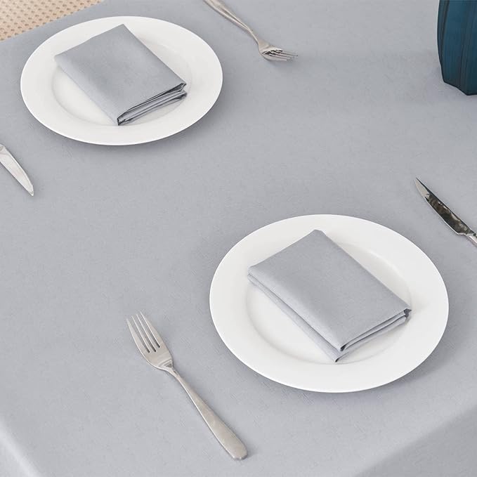 Veblandy Textured Rectangle Tablecloth 60x104 inch Table Cloth Water Resistant Wrinkle Free Spill-Proof, Decorative Fabric Table Cover Washable for Banquet Parties Event Holiday Dinner, Light Grey