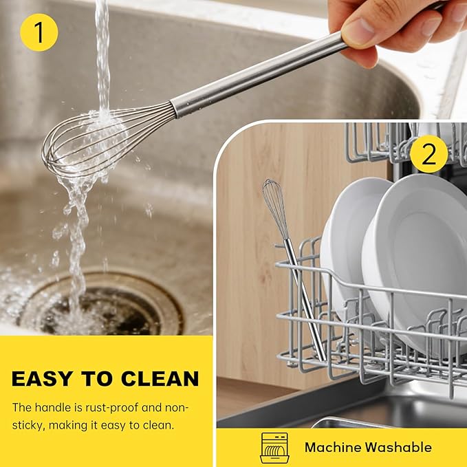 NileHome Mini Whisks Stainless Steel Whisk 11" Kitchen Small Wisk Balloon Wire Tiny Whisks for Cooking, Whisking, Blending, Beating, Stirring