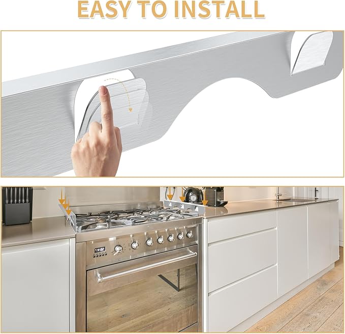 Stove Gap Covers 316 Thick Stainless Steel,2 Pack 23.2" Fixed Stove Gap Filler,Heat Resistant Stove Gap Guards,Between Stove and Counter Slide In Range Trim Kit for Kitchen,Upgrade Silver