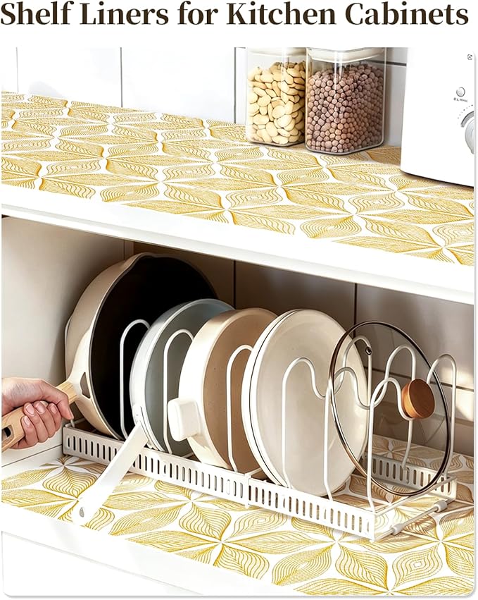 Shelf Liners for Kitchen Cabinets Non-Adhesive, Non-Slip Thickened Shelf Paper Waterproof Washable for Drawer Dresser Pantry Shelve Bathroom Protector Liner