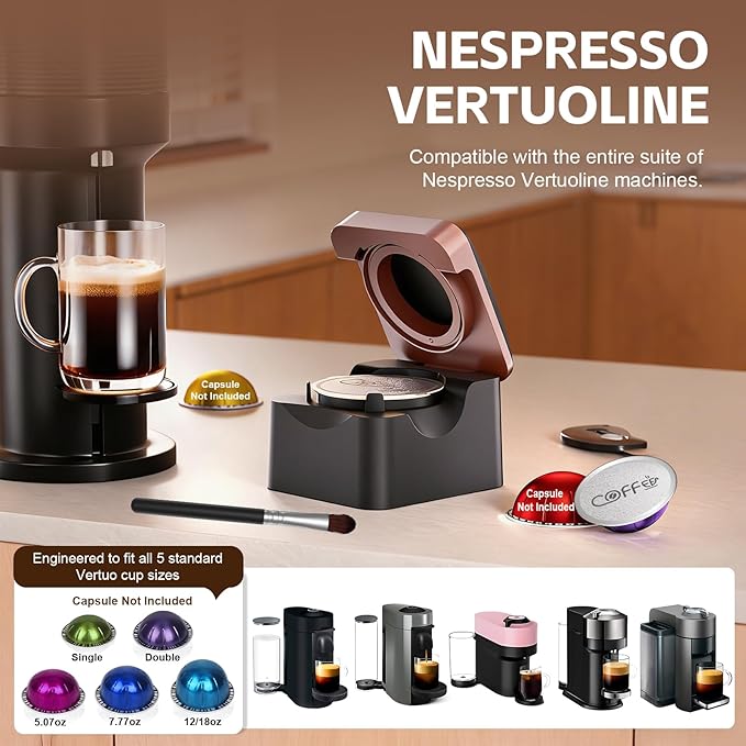 Reusable Vertuo Pods Refill Kit for Nespresso, Upgraded Vertuo Reusable Pods Holder with 100pcs Aluminum Foil Seals Lids, Effortless Press-to-Seal Design, Fits Vertuoline Next Plus Machine(NO PODS)