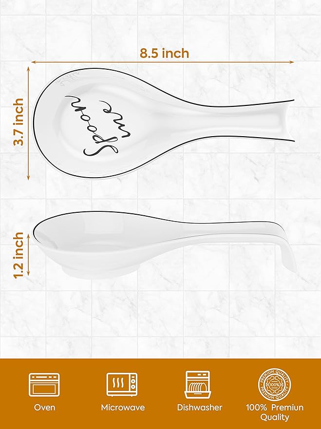 NJCharms Ceramic Spoon Rest for Stove Top, Porcelain Spoon Holder, Large Utensil Rest for Kitchen Counter, Spoon Rest for Spoon, Ladle, Spatula, Modern Farmhouse Kitchen Decor, 1 Pcs