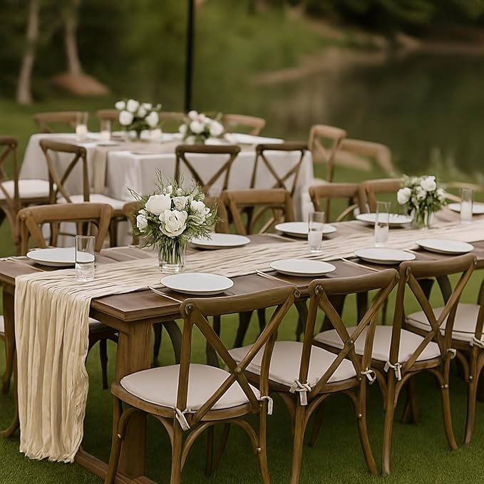 12 Pack Brown Cheesecloth Table Runner – 10FT x 12pcs Rustic Gauze Table Runners for Fall Wedding, Thanksgiving, Farmhouse Dinner, Boho Party Décor