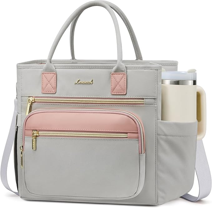 LOVEVOOK Insulated Lunch Bag Women,Wide Opening Adult Lunch Box Women with Cup Holder,Large Leakproof Cooler Bag for Work Picnic Beach Family College Mom,Lunch Teacher Breast Pump Diaper Tote Bag