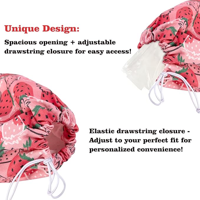 Strawberry Grocery Plastic Bag Holder and Dispenser,Farmhouse Home Decor,Reusable Grocery Accessories Organizer,Garbage Shopping Trash Bags Storage for Kitchen,Gifts for Women Family (Strawberry2)