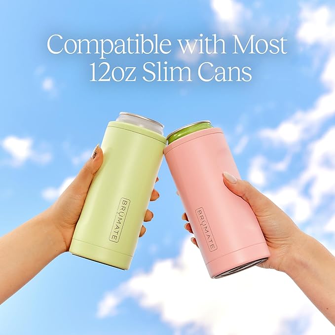 BrüMate Hopsulator Slim Can Cooler Insulated for 12oz Slim Cans | Skinny Can Insulated Stainless Steel Drink Holder for Hard Seltzer, Beer, Soda, and Energy Drinks (Onyx Leopard)