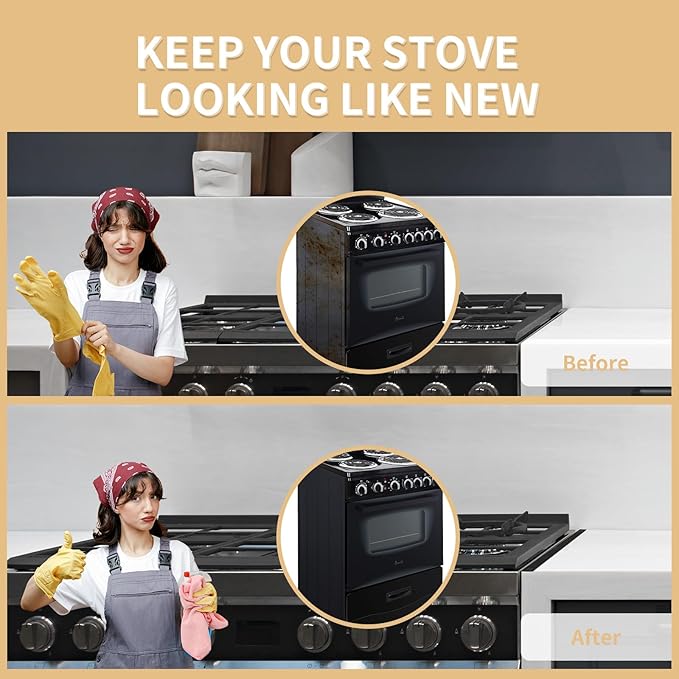 Stove Gap Covers 316 Thick Stainless Steel,2 Pack 23.2" Fixed Stove Gap Filler,Heat Resistant Stove Gap Guards,Between Stove and Counter Slide In Range Trim Kit for Kitchen,Upgrade Shiny Black
